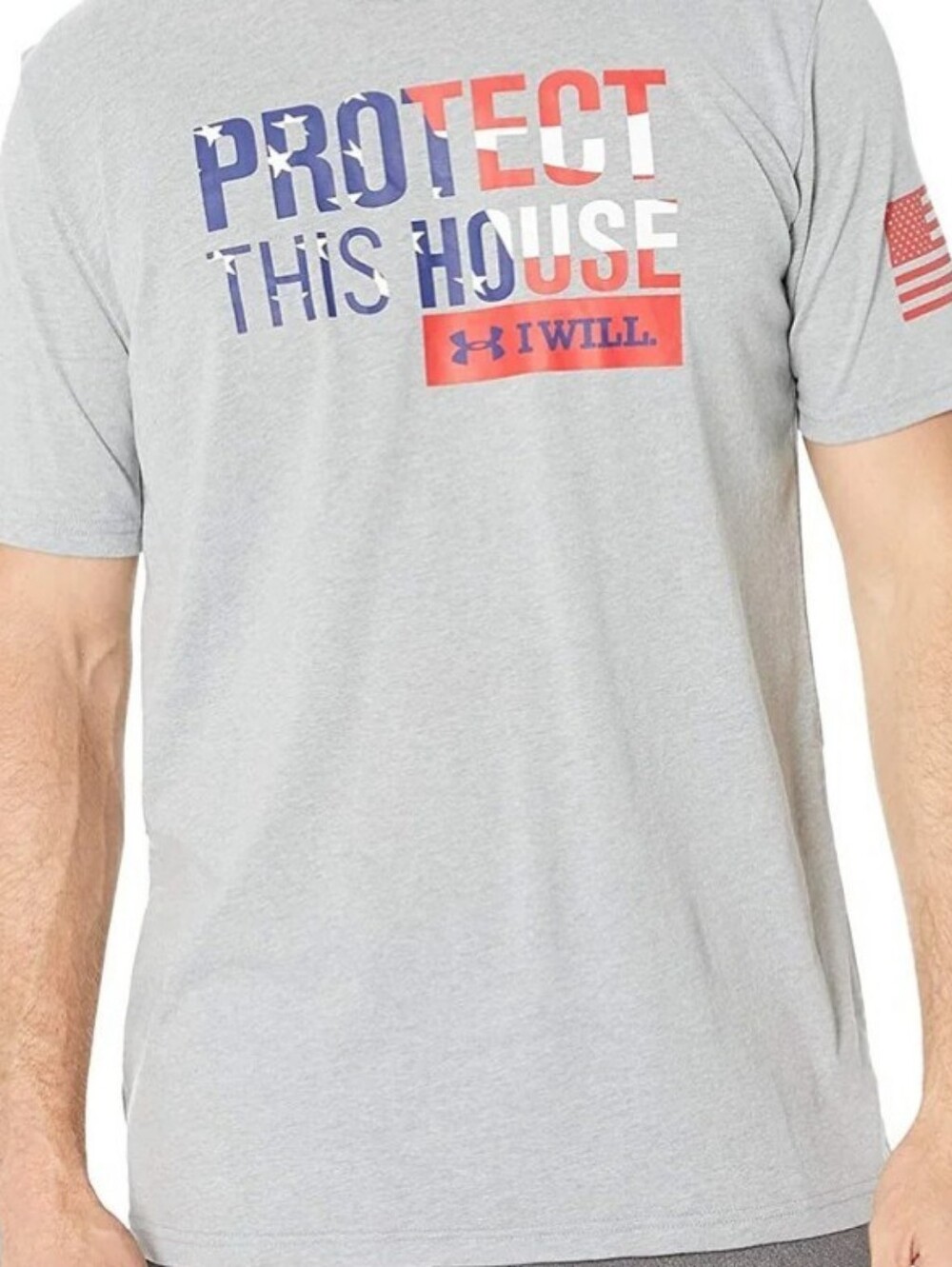 Under Armour XL Men’s 'Protect This House' Short Sleeve Tee - Gray - 4th Of July